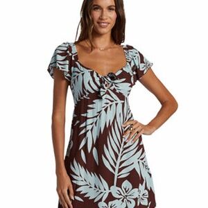 ROXY Juniors' Oceanview Tie-Front Flutter-Sleeve Mini Dress Size Large